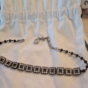 Vintage Black With Rhinestone Beaded Necklace